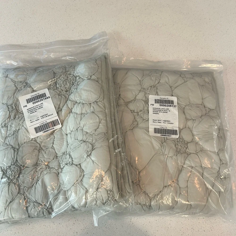 Pottery Barn Monique Lhuillier Marguerite Quilted Shams Set Standard Size NEW